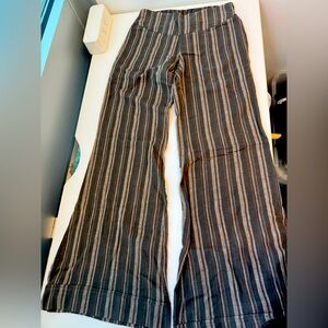 Free People Brown Striped Wide Leg Pants size xs